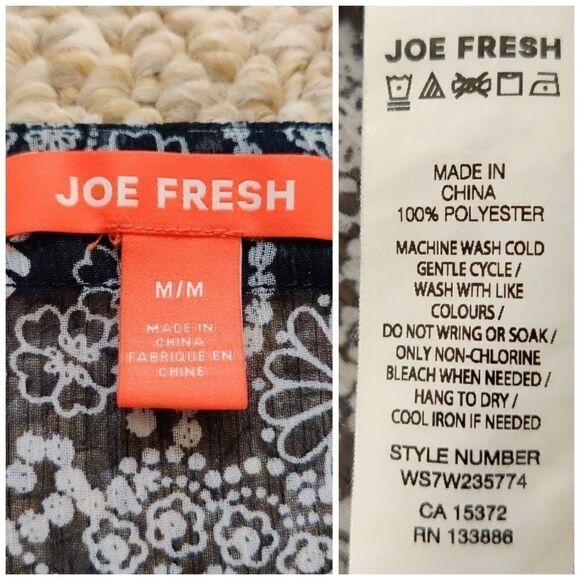 Joe Fresh sheer paisley bell sleeve blouse M - Picture 6 of 8